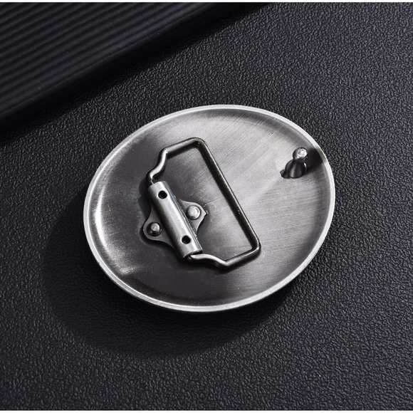 Cowboy Rodeo Running Horse Antique Floral Engraved Rope Edge Design Belt Buckle - Picture 5 of 7